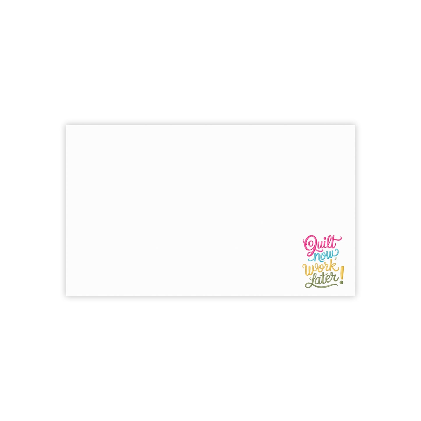 Funny Quilting notepads with a delightful quilting theme. Stay motivated and keep quilting at the forefront with our "Quilt Now, Work Later" Post-it Notes! Designed specifically for quilters who know where their priorities lie, these 50-sheet sticky notes are perfect for keeping track of projects, jotting down quilting ideas, or just adding a pop of fun to your workspace.